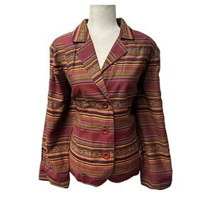 ELCC Womens Southwestern Striped Jacket Tribal Boho Plus Size 1X Festival Blazer